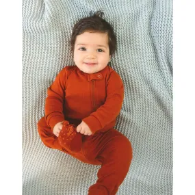 100% Cotton Breathable Footed Pajamas Rust