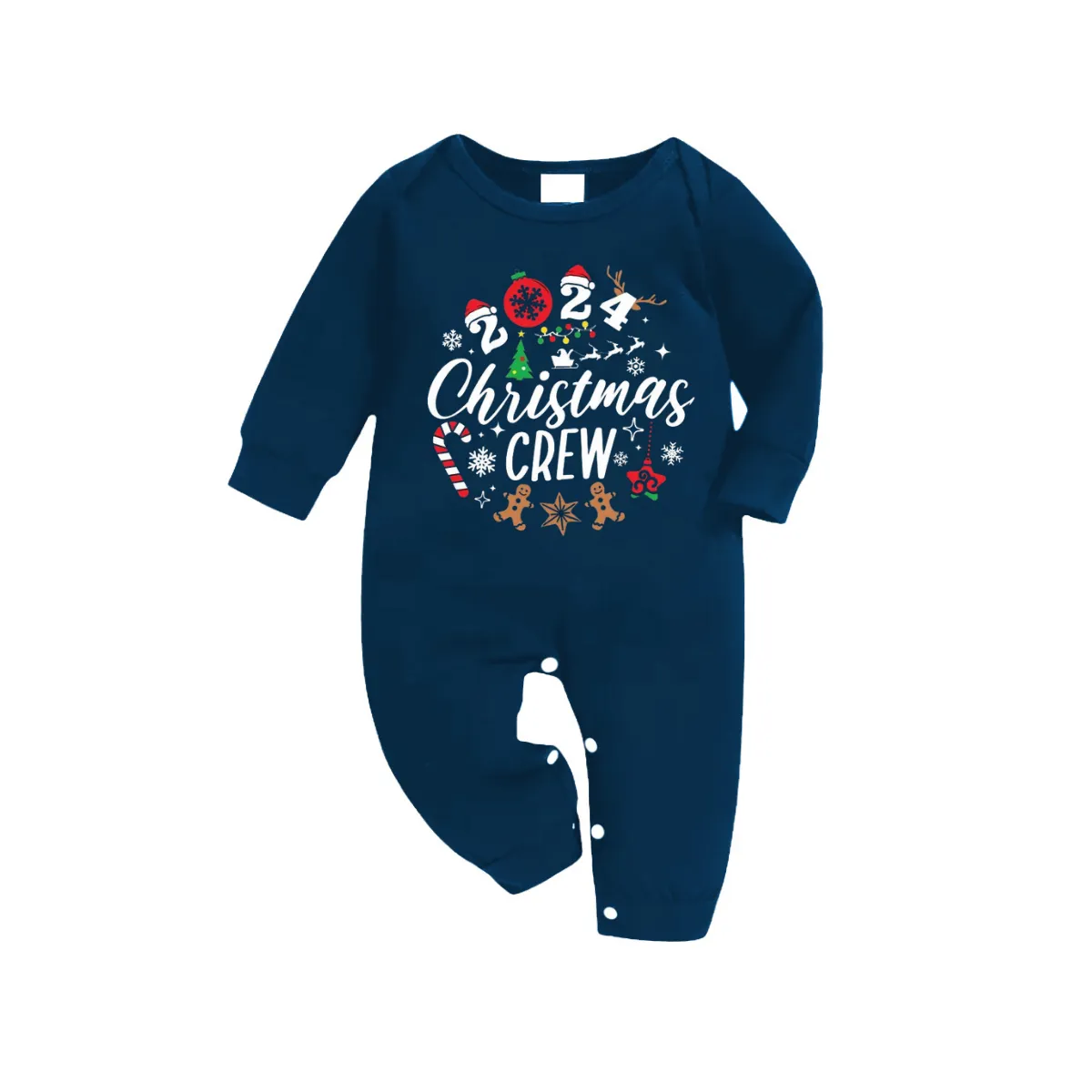 2024 Christmas Crew Making Memories Together Text Print Blue Long Sleeve Top With Blue Plaid Family Matching Pajamas