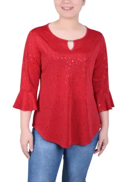 3/4 Length Bell Sleeve Top - Petite