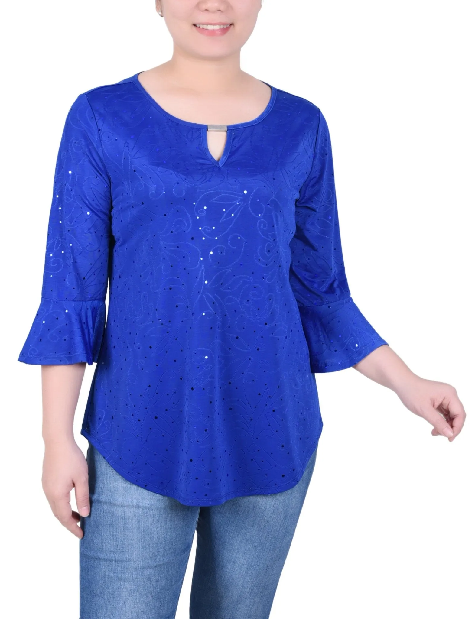 3/4 Length Bell Sleeve Top - Petite