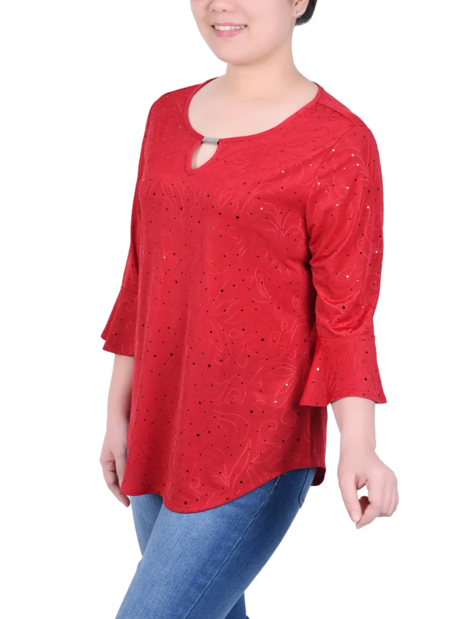 3/4 Length Bell Sleeve Top - Petite