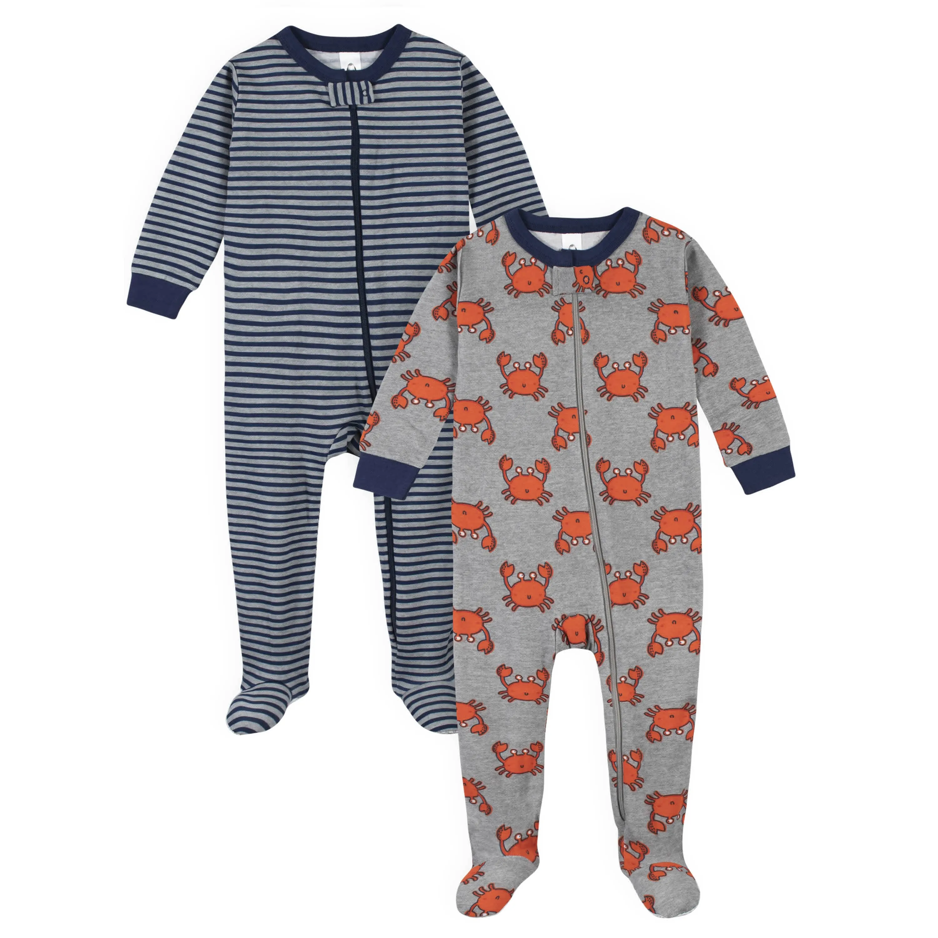 4-Pack Boys Safari Animals & Crab Snug Fit Footed Cotton Pajamas