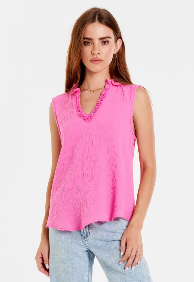 AL Ruffle Edge Gauze-Pink