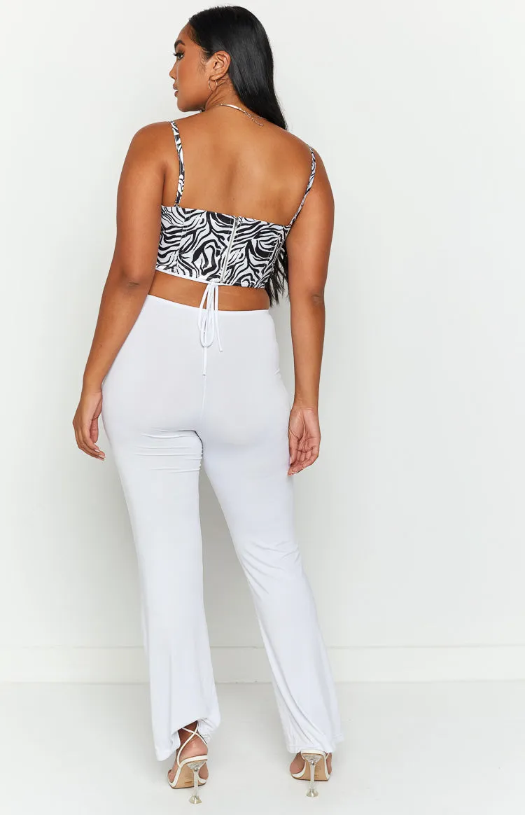 Amethyst White Waist Tie Pants