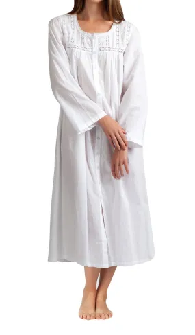 Arabella Diana 100% Cotton Brunchcoat with Long Sleeve in White MD-5