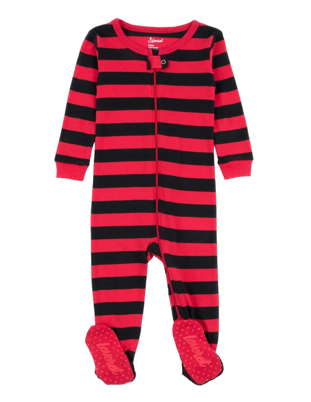 Baby Footed Red Striped Pajamas