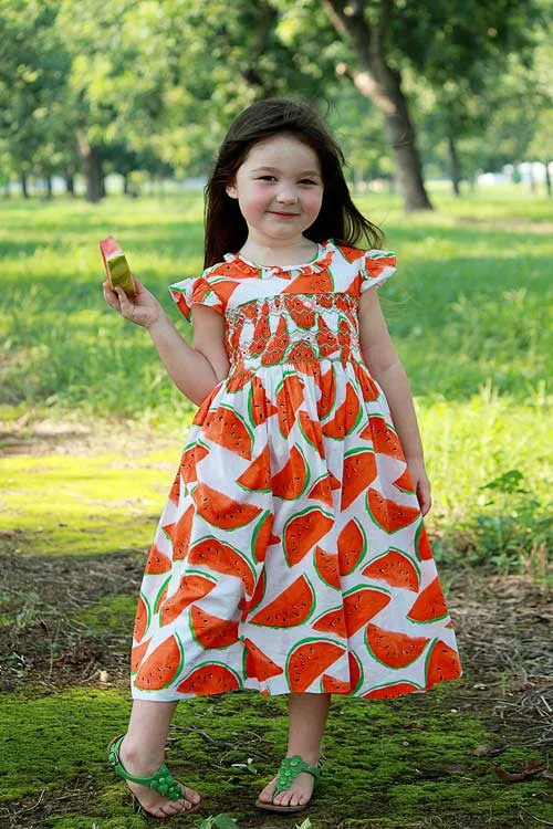 Baby Girls Hand Smocked Summer Watermelon Dress