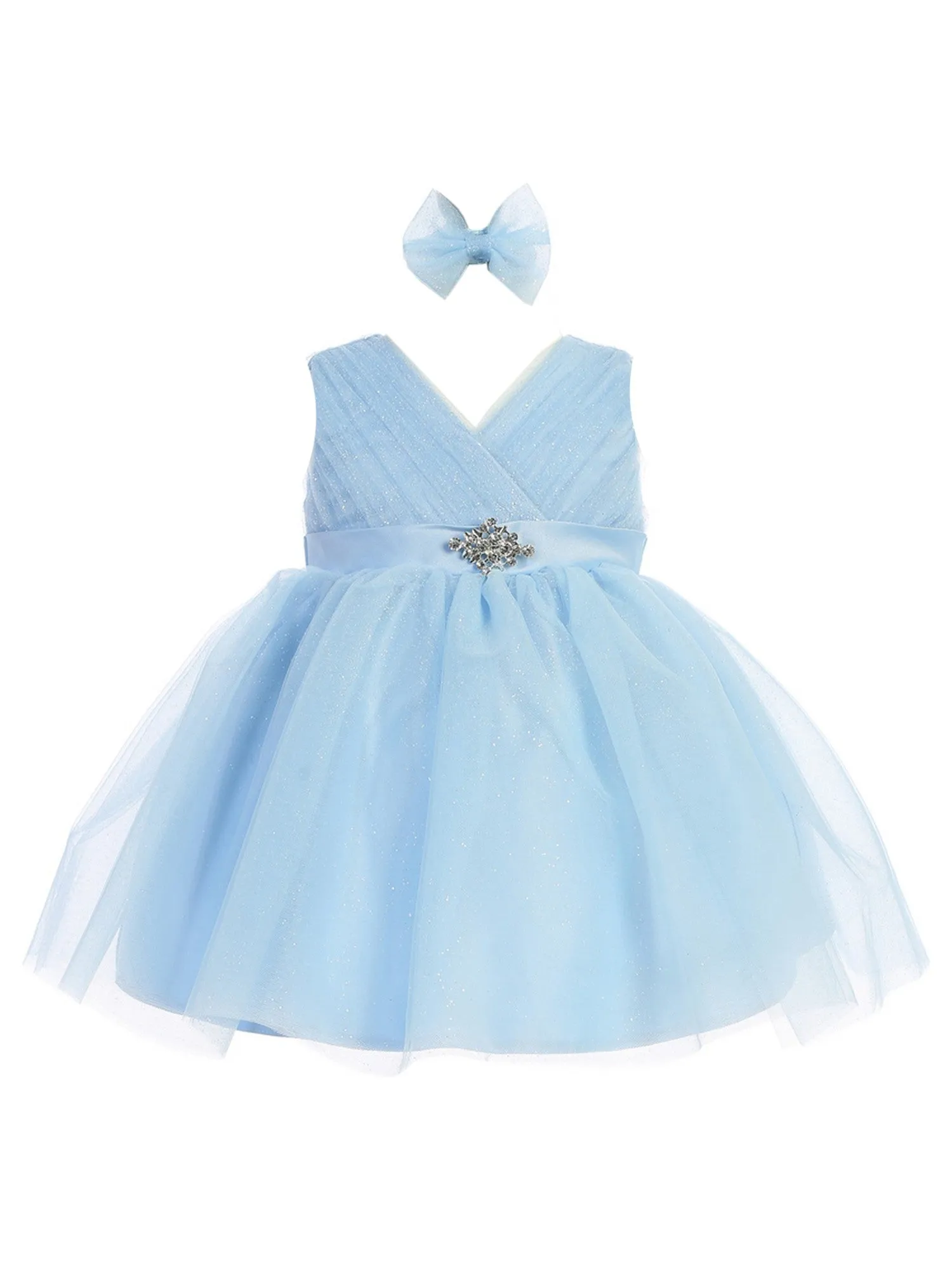 Baby Girls Multi Color Sash Ruffled Tulle High-Low Junior Bridesmaid Dress 6-24M