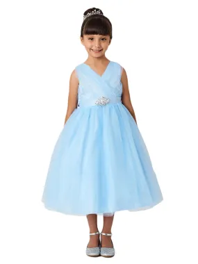 Baby Girls Multi Color Sash Ruffled Tulle High-Low Junior Bridesmaid Dress 6-24M