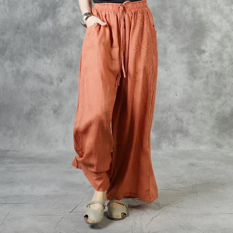 Beautiful White Pockets Tie Waist Fall Wide Leg Pants