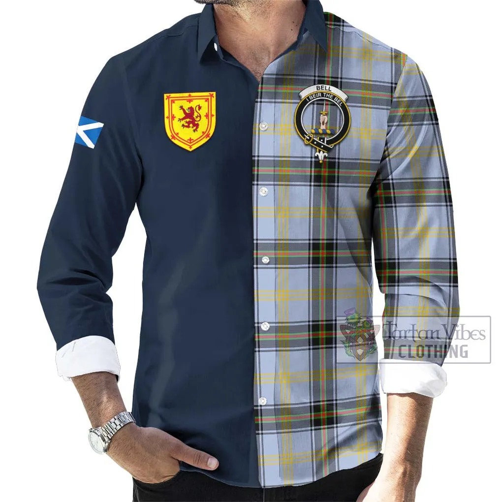 Bell of the Borders Tartan Long Sleeve Button Shirt Alba with Scottish Lion Royal Arm Half Style