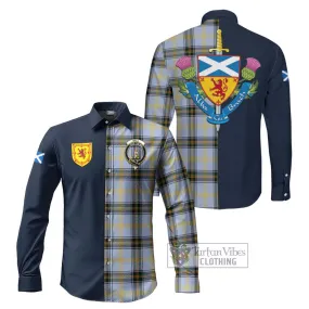 Bell of the Borders Tartan Long Sleeve Button Shirt Alba with Scottish Lion Royal Arm Half Style