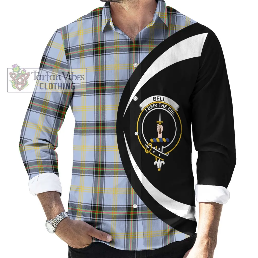 Bell of the Borders Tartan Long Sleeve Button Up with Family Crest Circle Style