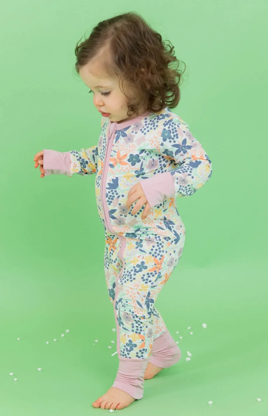 Bird & Bean Bamboo Footless Romper - Meadow