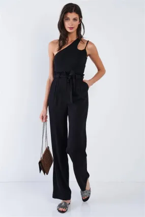 Black Office Chic Relaxed Fit High Waist Boot Cut Pants  /3-2-1