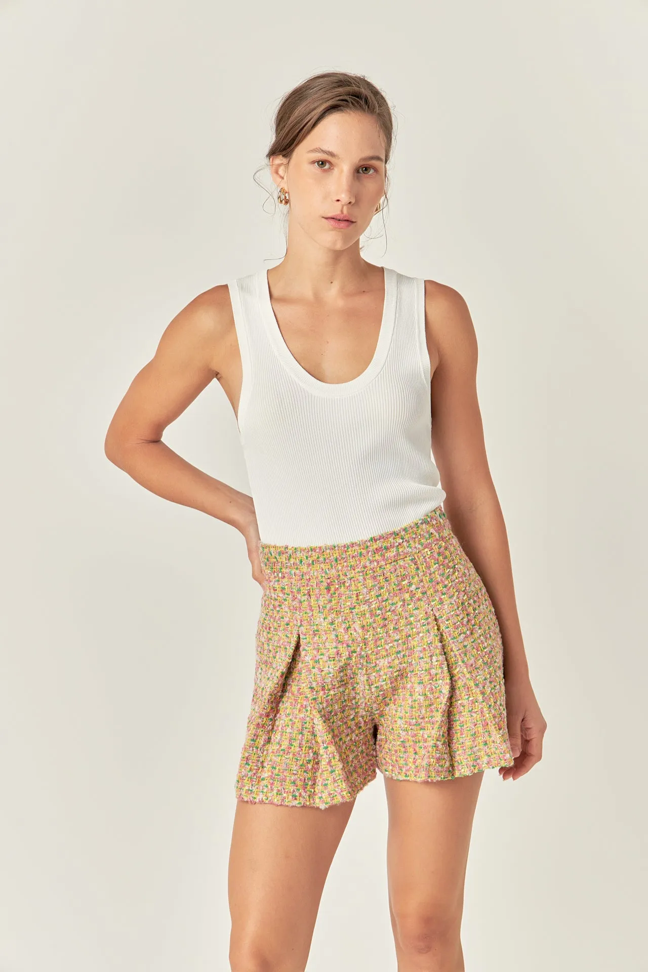 Boucle Pleated Shorts