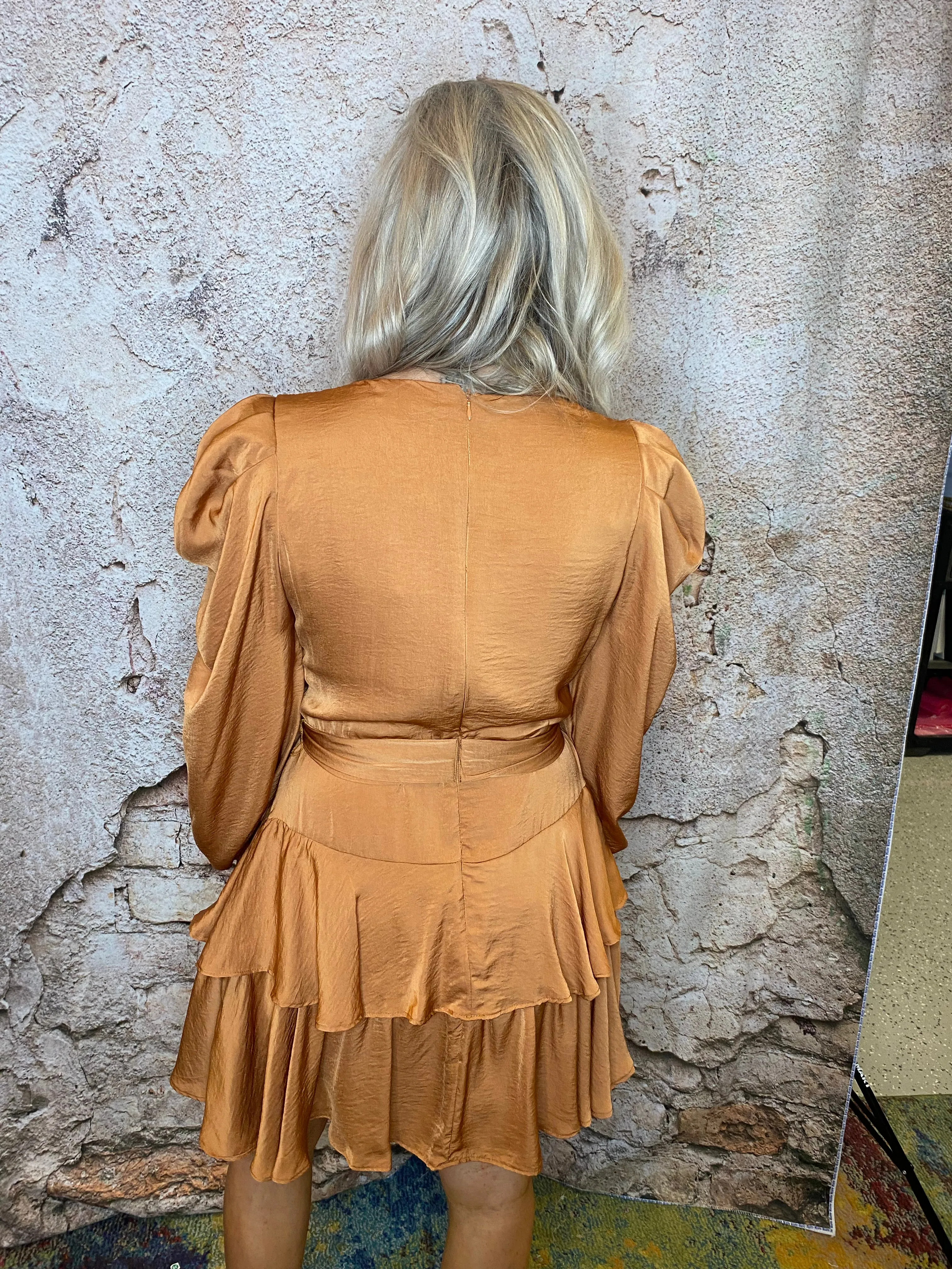 Camel Ruffled Dress