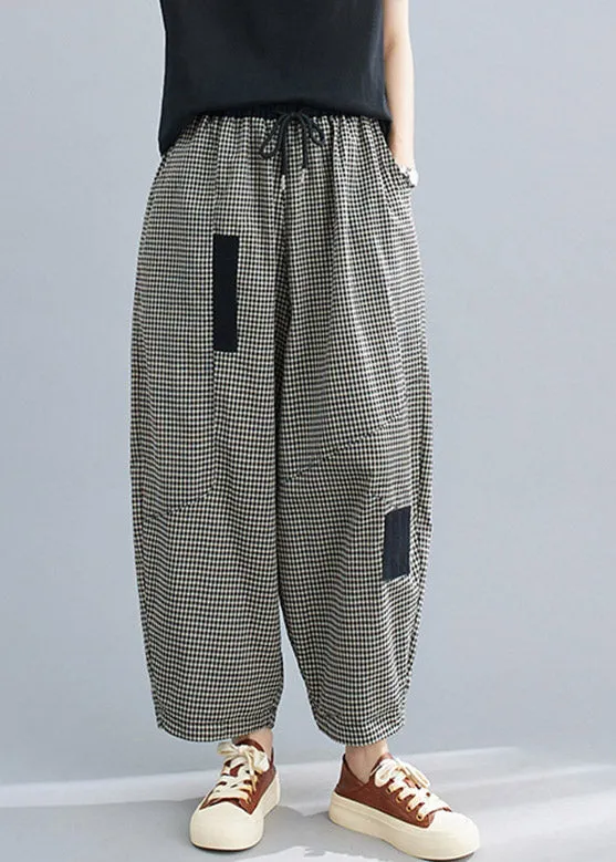 Casual Plaid Tie Waist Lantern Pants Summer LY2978