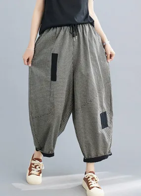 Casual Plaid Tie Waist Lantern Pants Summer LY2978