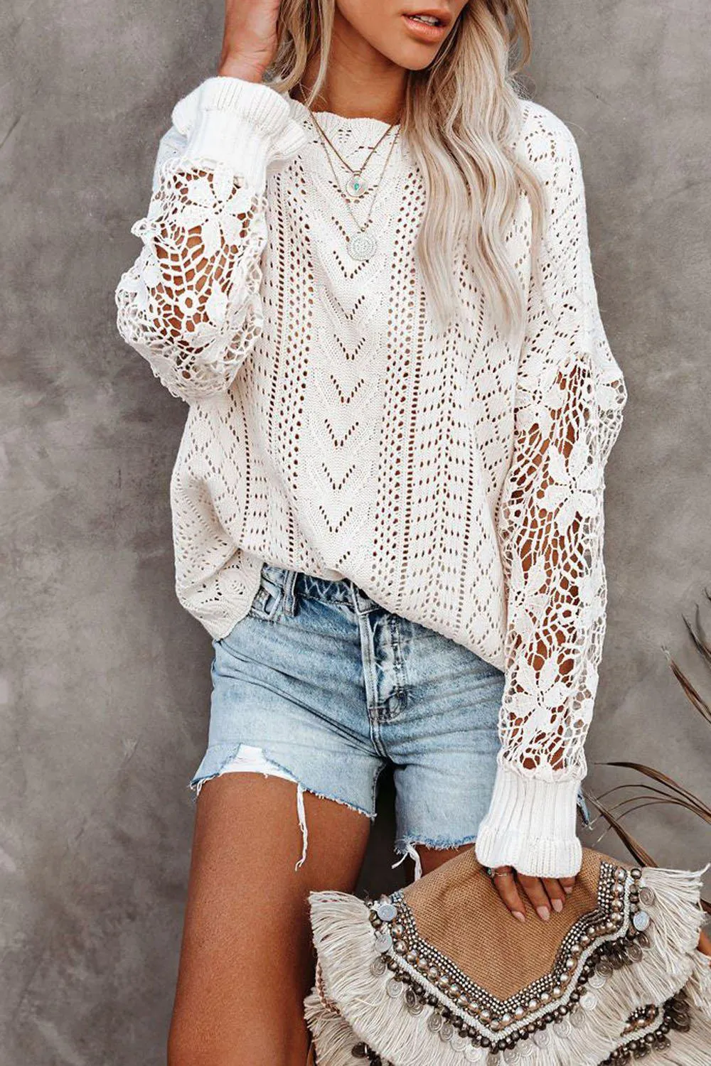 Classic Lace Patchwork Sweater