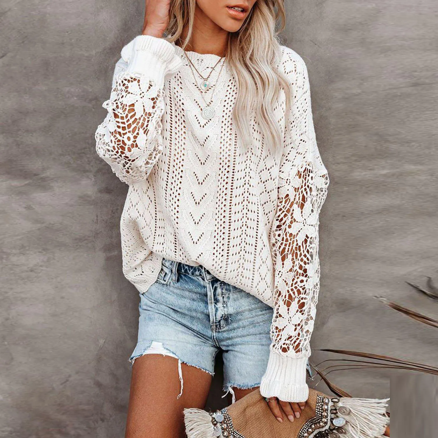 Classic Lace Patchwork Sweater