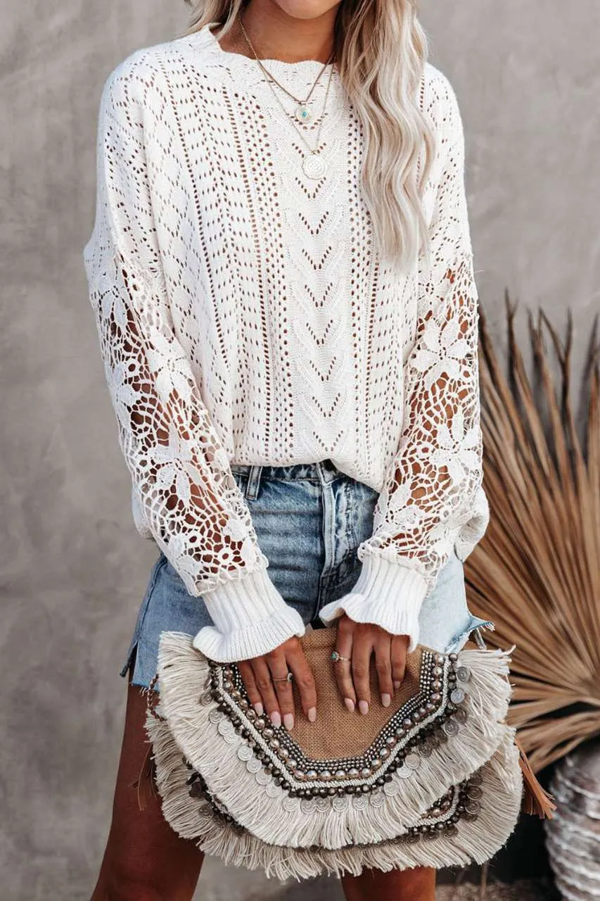 Classic Lace Patchwork Sweater