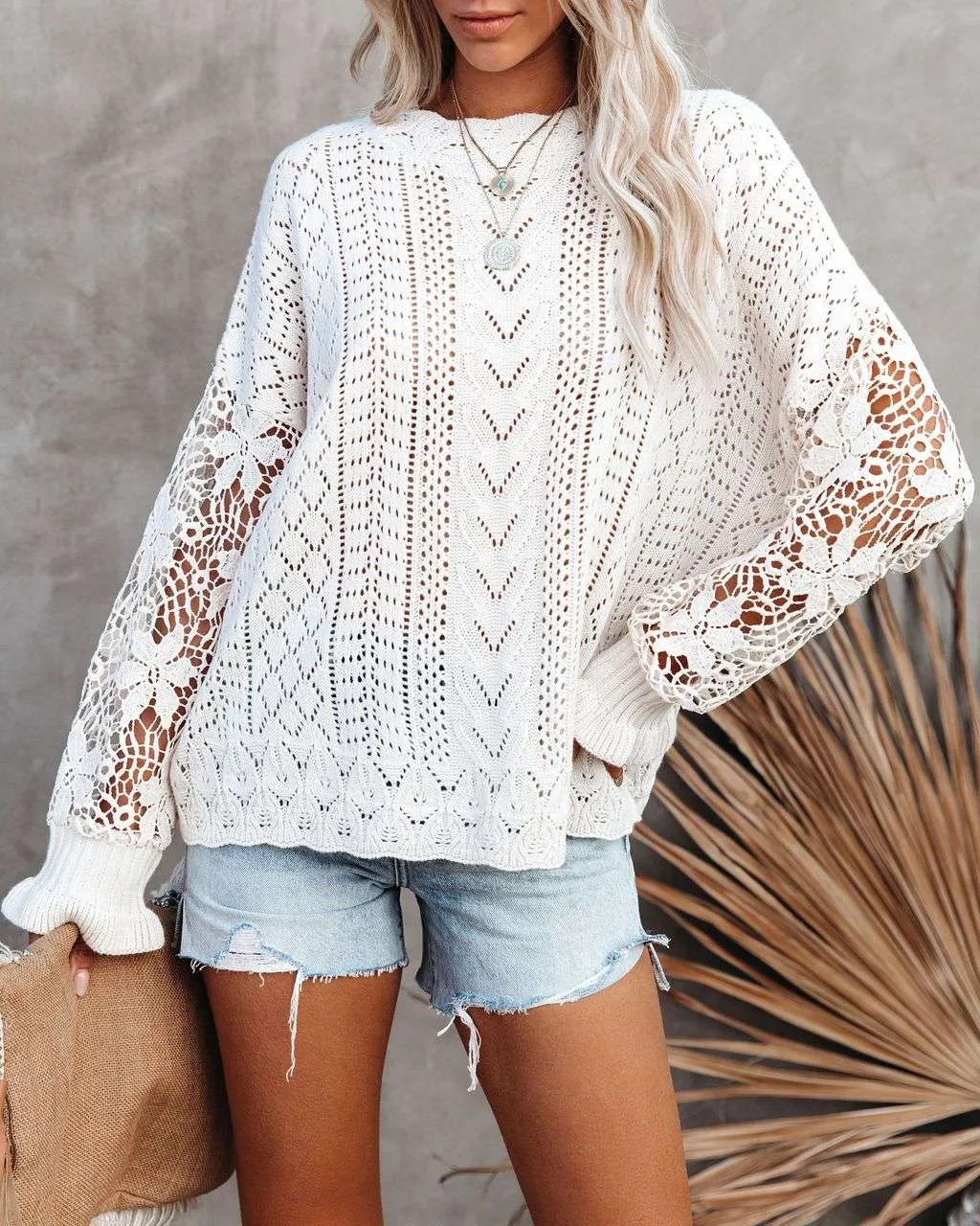 Classic Lace Patchwork Sweater