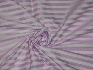 Cotton fabric satin stripe design~Ivory &amp; Pinkish Lavender color