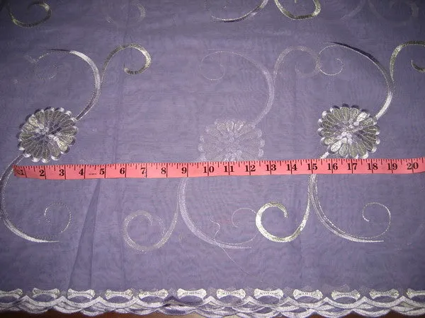 cotton voile fabric~Lavender with embroidery-5 yards