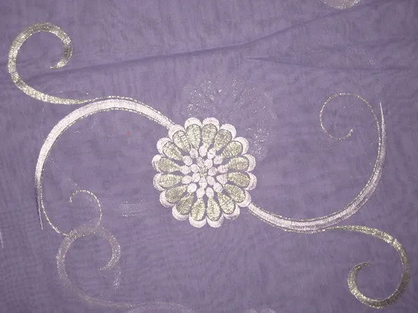 cotton voile fabric~Lavender with embroidery-5 yards