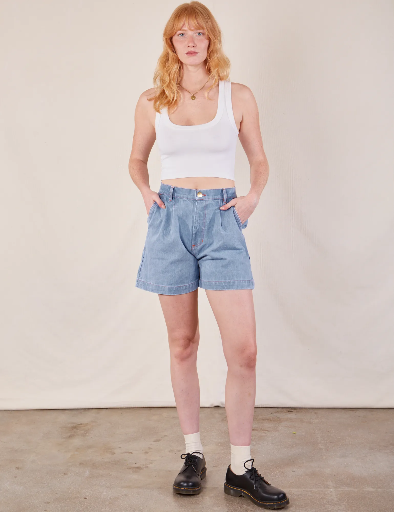 Denim Trouser Shorts - Light Wash