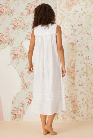 Eileen West Dobby Stripe Woven Sleeveless Long Nightgown