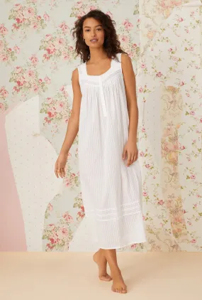 Eileen West Dobby Stripe Woven Sleeveless Long Nightgown