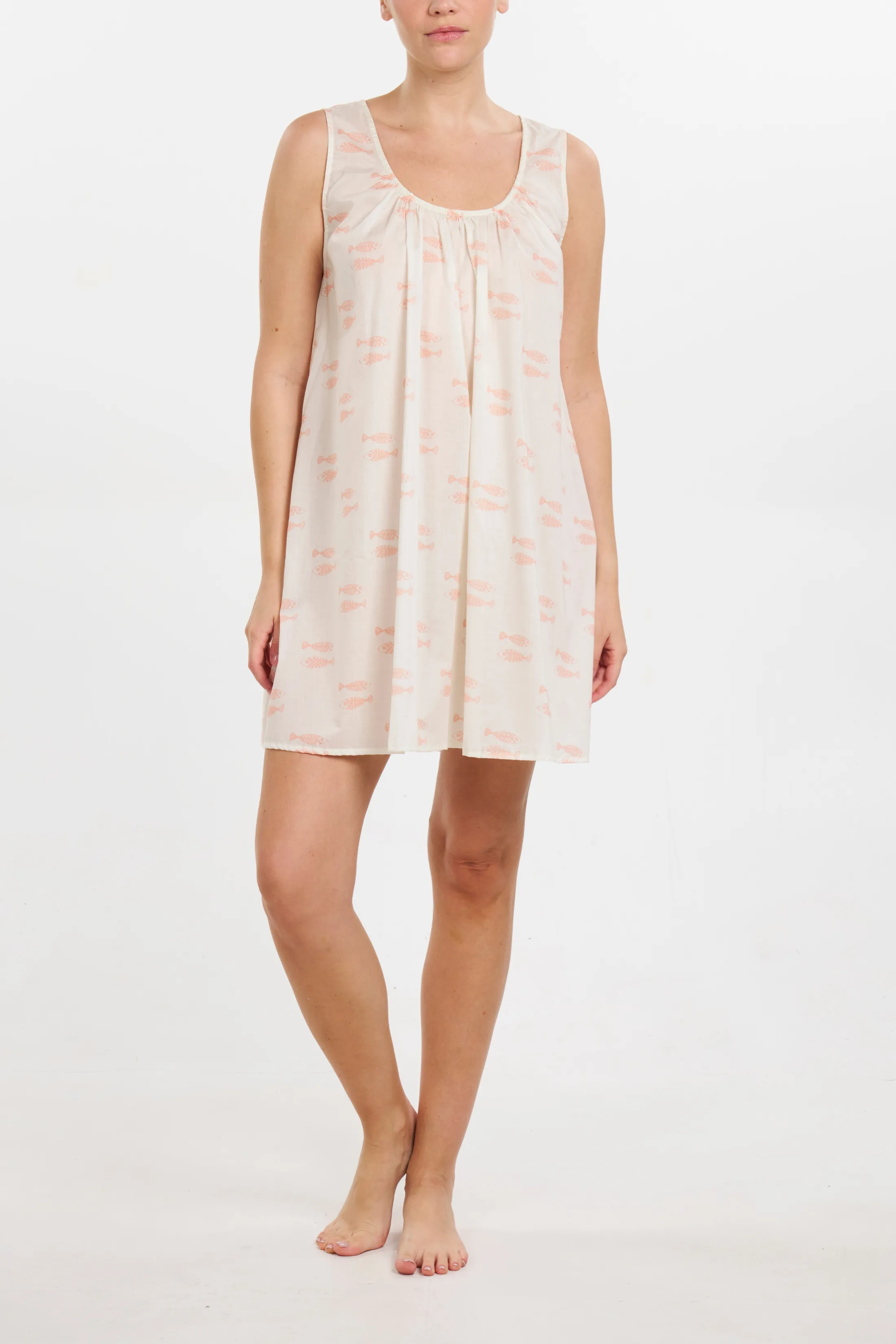 Fish Print Sleeveless Cotton Nightie