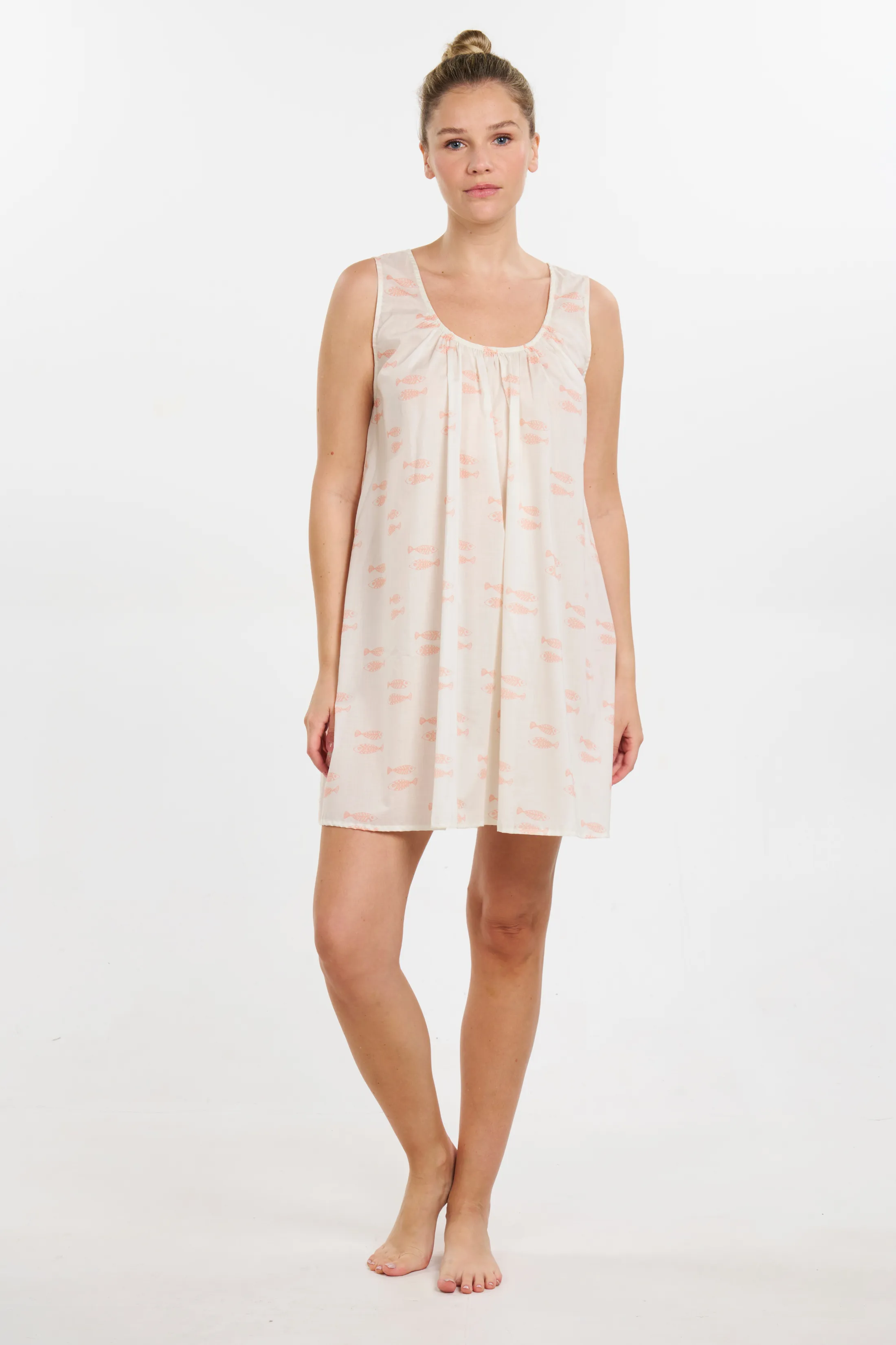 Fish Print Sleeveless Cotton Nightie