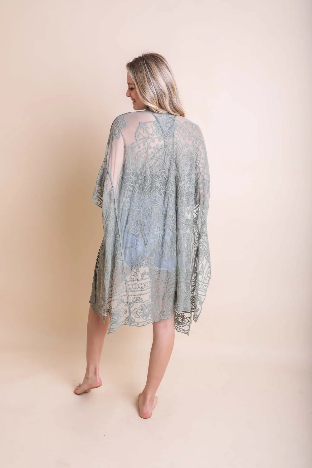 Floral Mandala Mesh Kimono