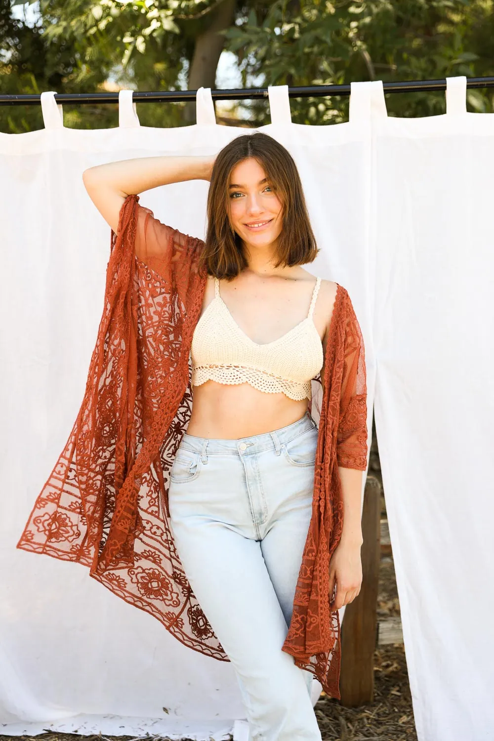 Floral Mandala Mesh Kimono