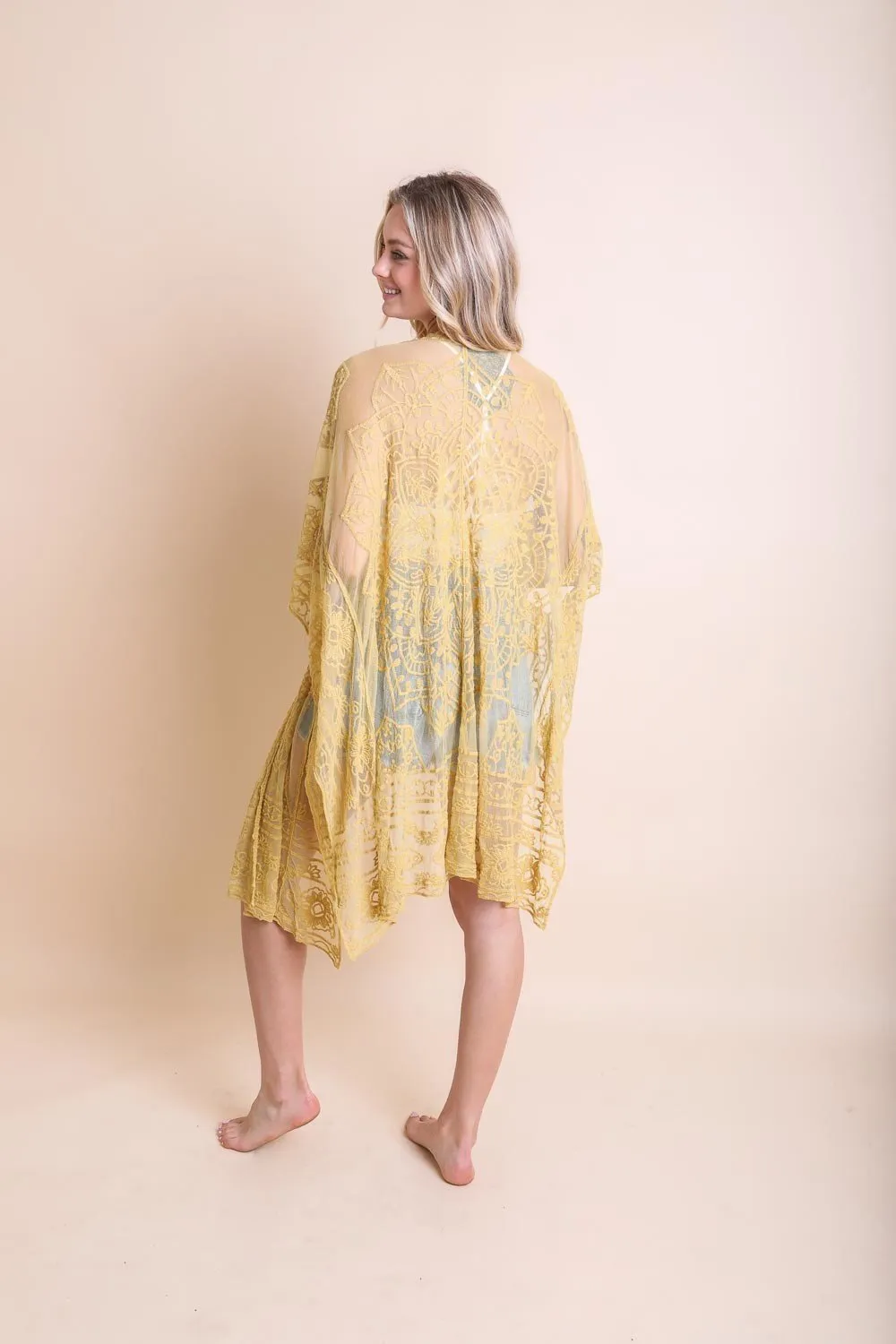 Floral Mandala Mesh Kimono