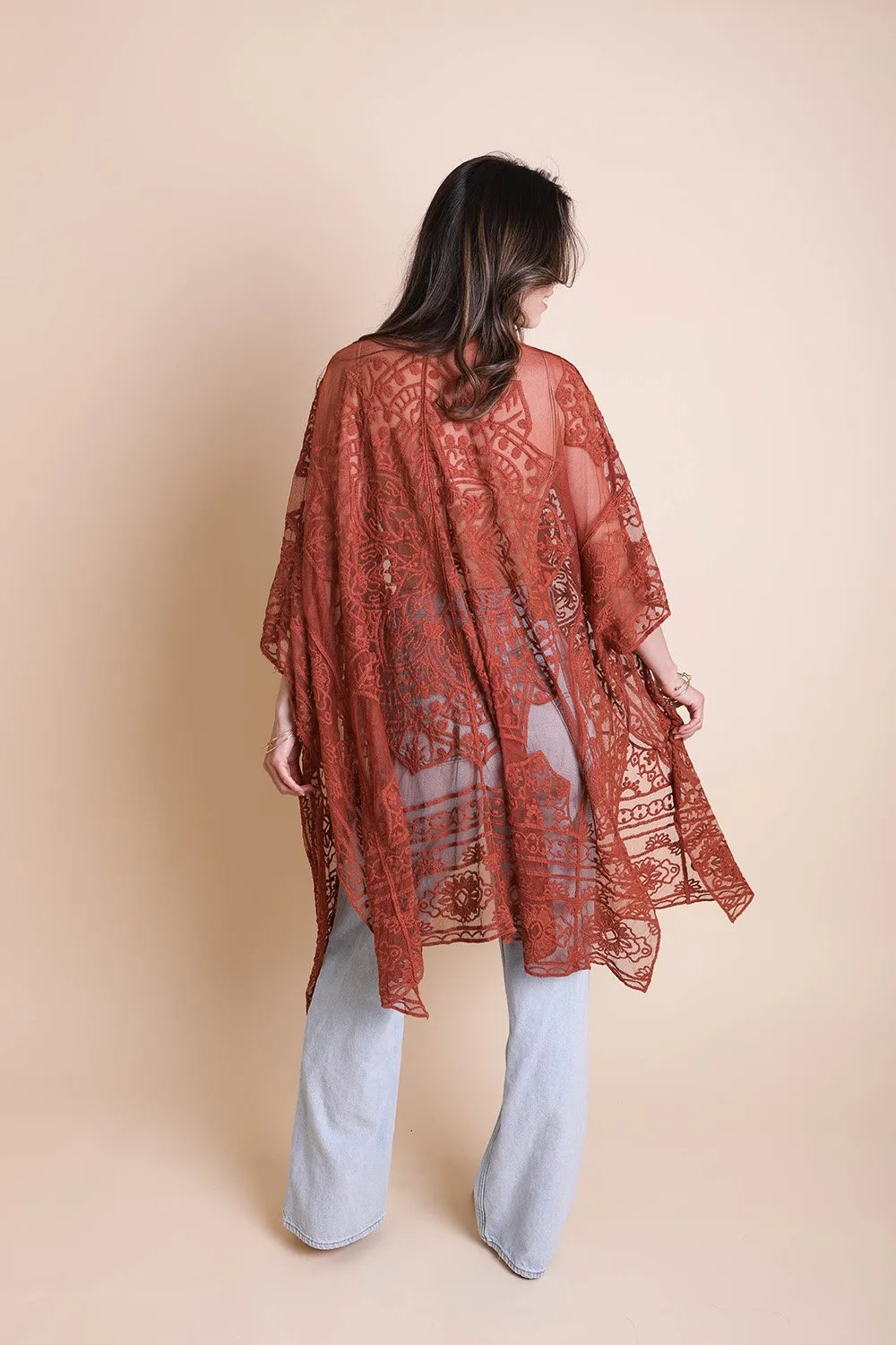 Floral Mandala Mesh Kimono