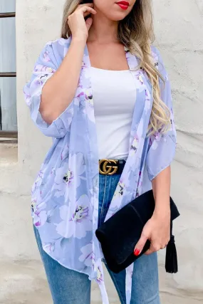 Floral Tie Print Kimono