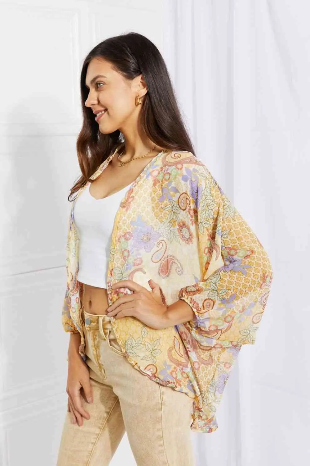 Full Size Lasting Love Paisley Kimono