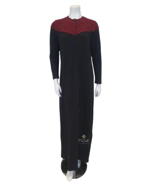 FW21N10A Black Polka Dot Button Down Cotton Nightgown