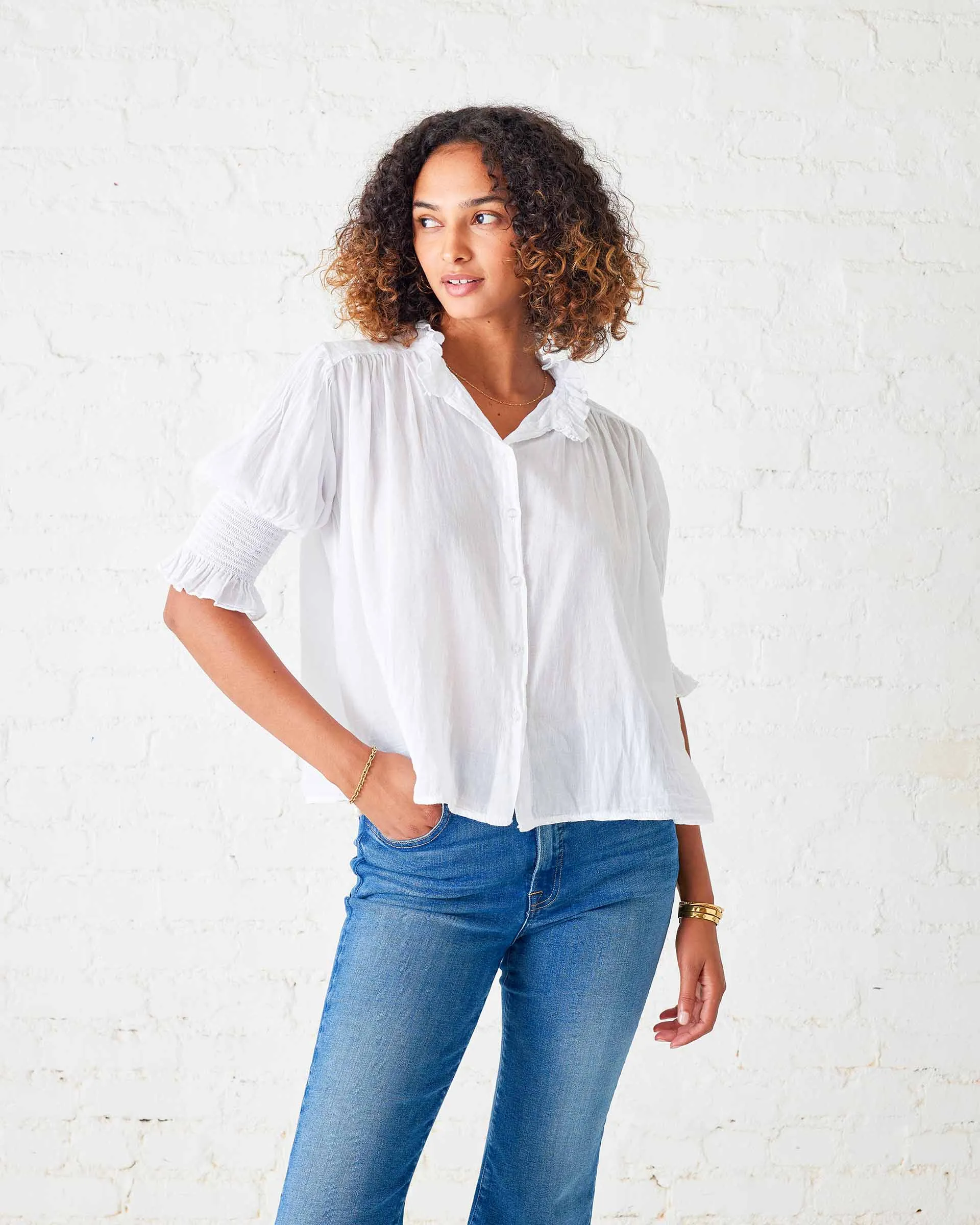 Gemma Ruffle Neck Blouse