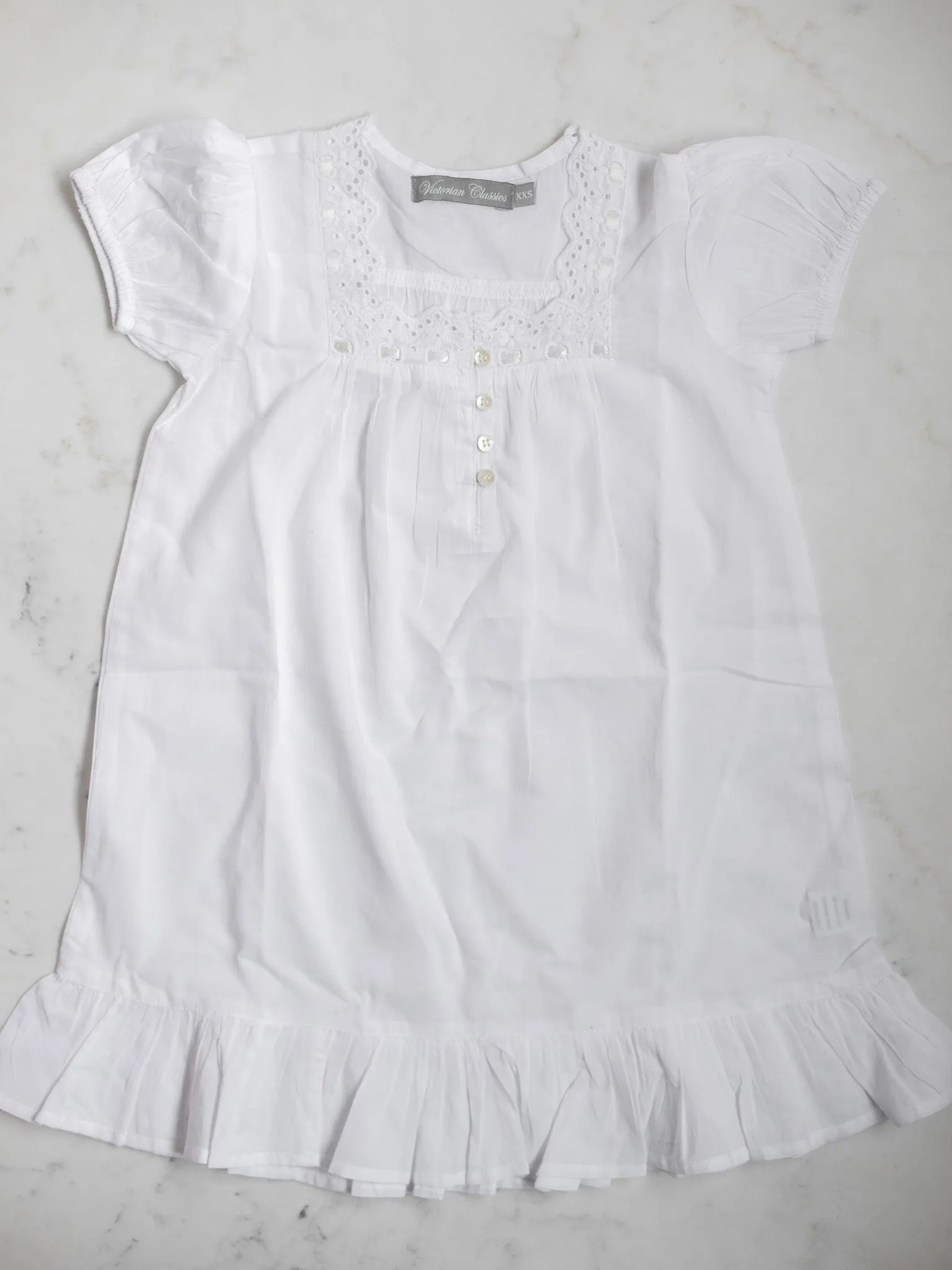 Girls' White Cotton Nightgown