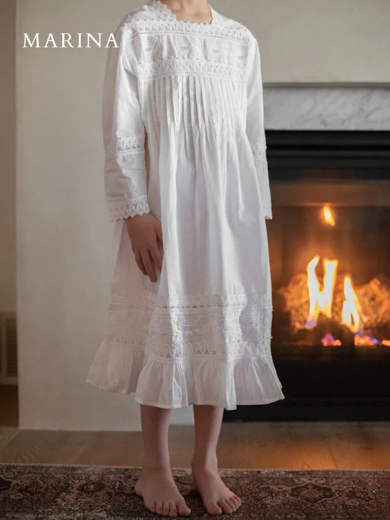 Girls' White Cotton Nightgown