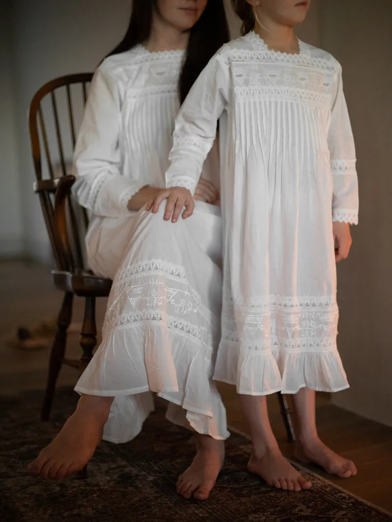 Girls' White Cotton Nightgown