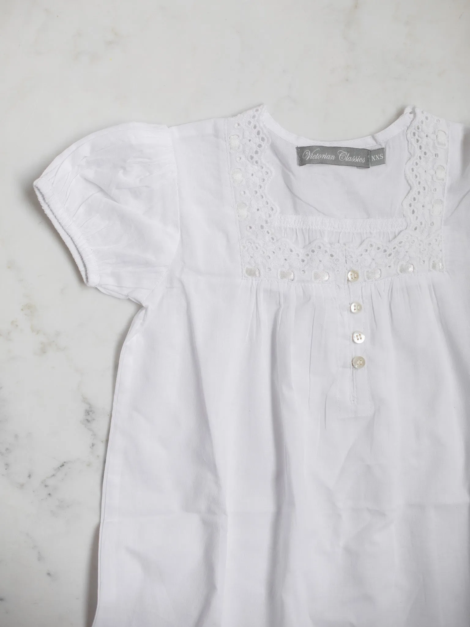 Girls' White Cotton Nightgown