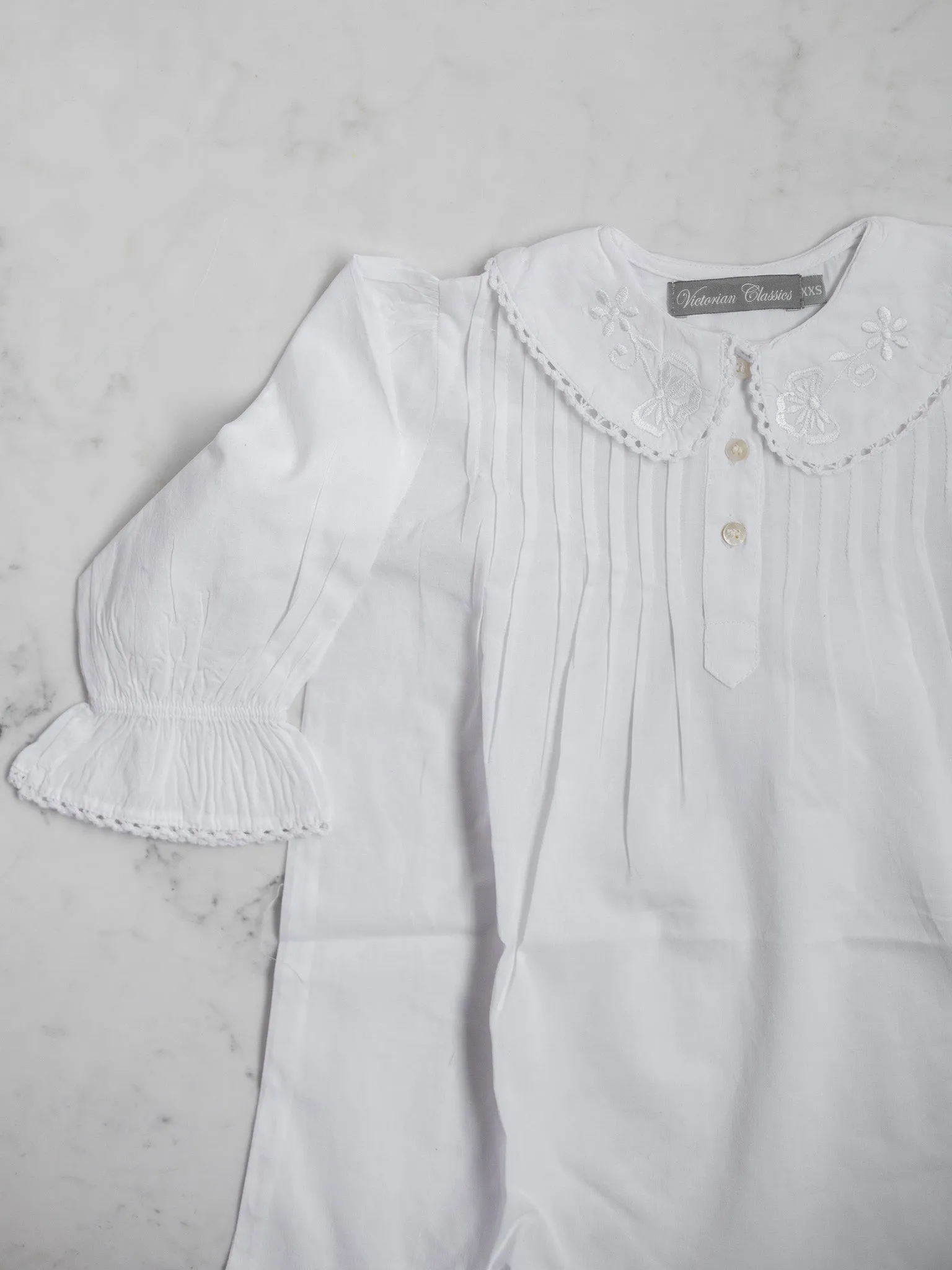 Girls' White Cotton Nightgown