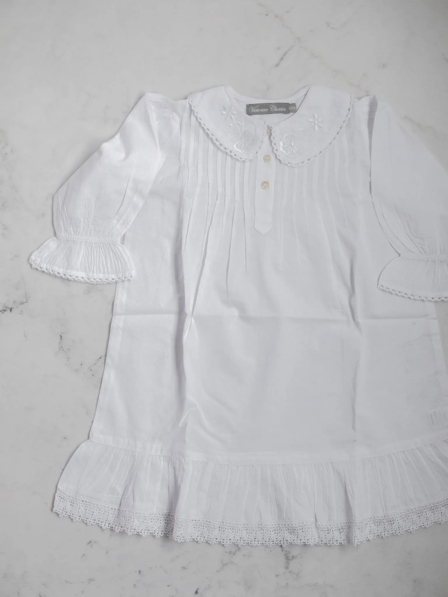 Girls' White Cotton Nightgown