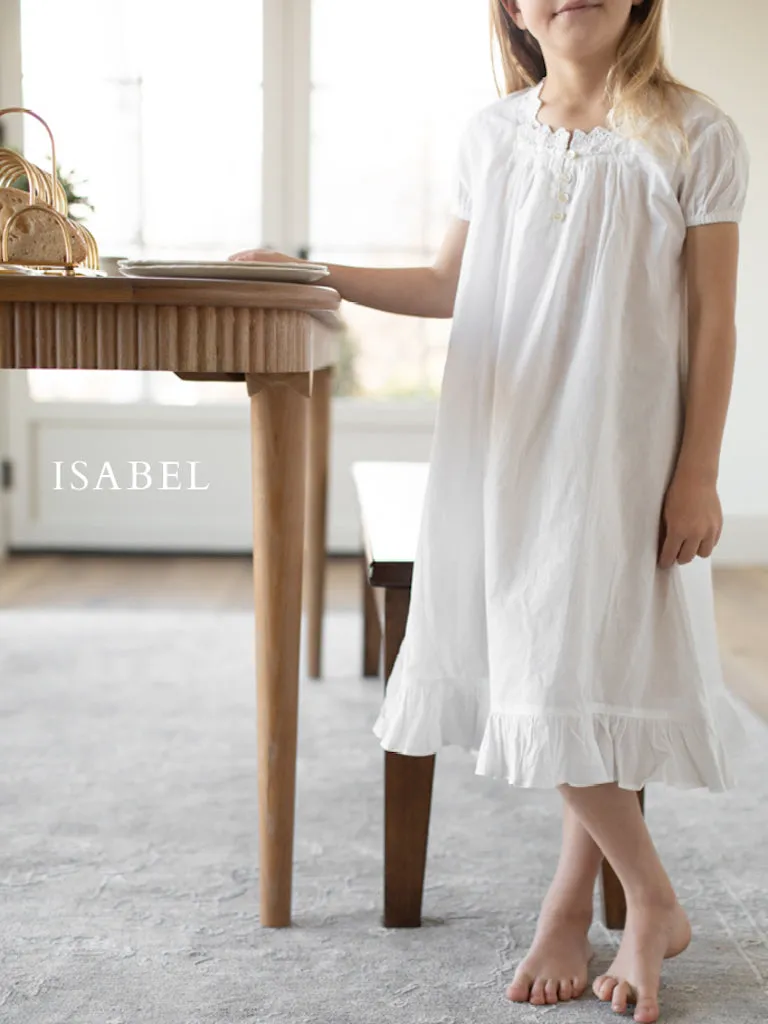 Girls' White Cotton Nightgown